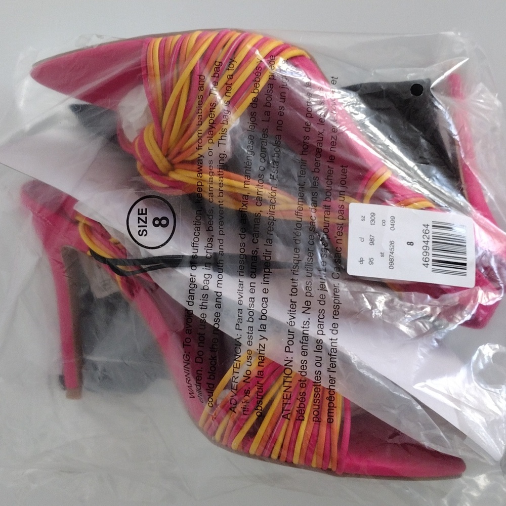 Express Pink and Yellow Strappy Heels. Size 8 - Picture 16 of 16